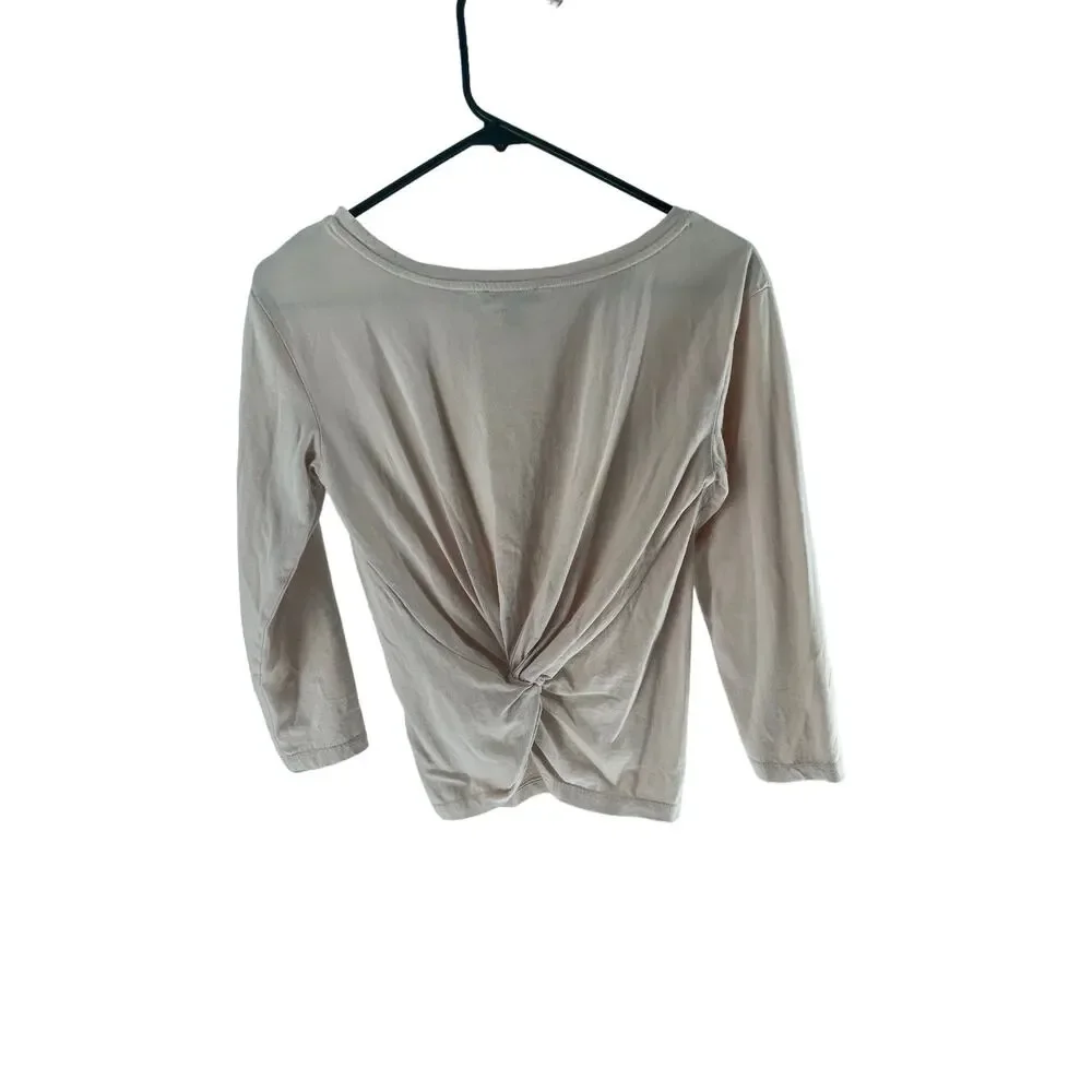 J. Crew Pink Long Sleeve Twist Knot Back T-Shirt Women's Size XS
